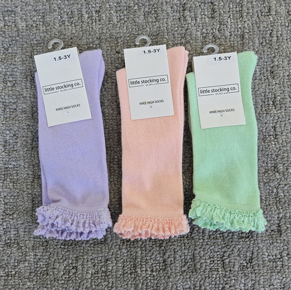 Little Stocking Co Knee High Socks - Pastels, Purple, Peach, Green